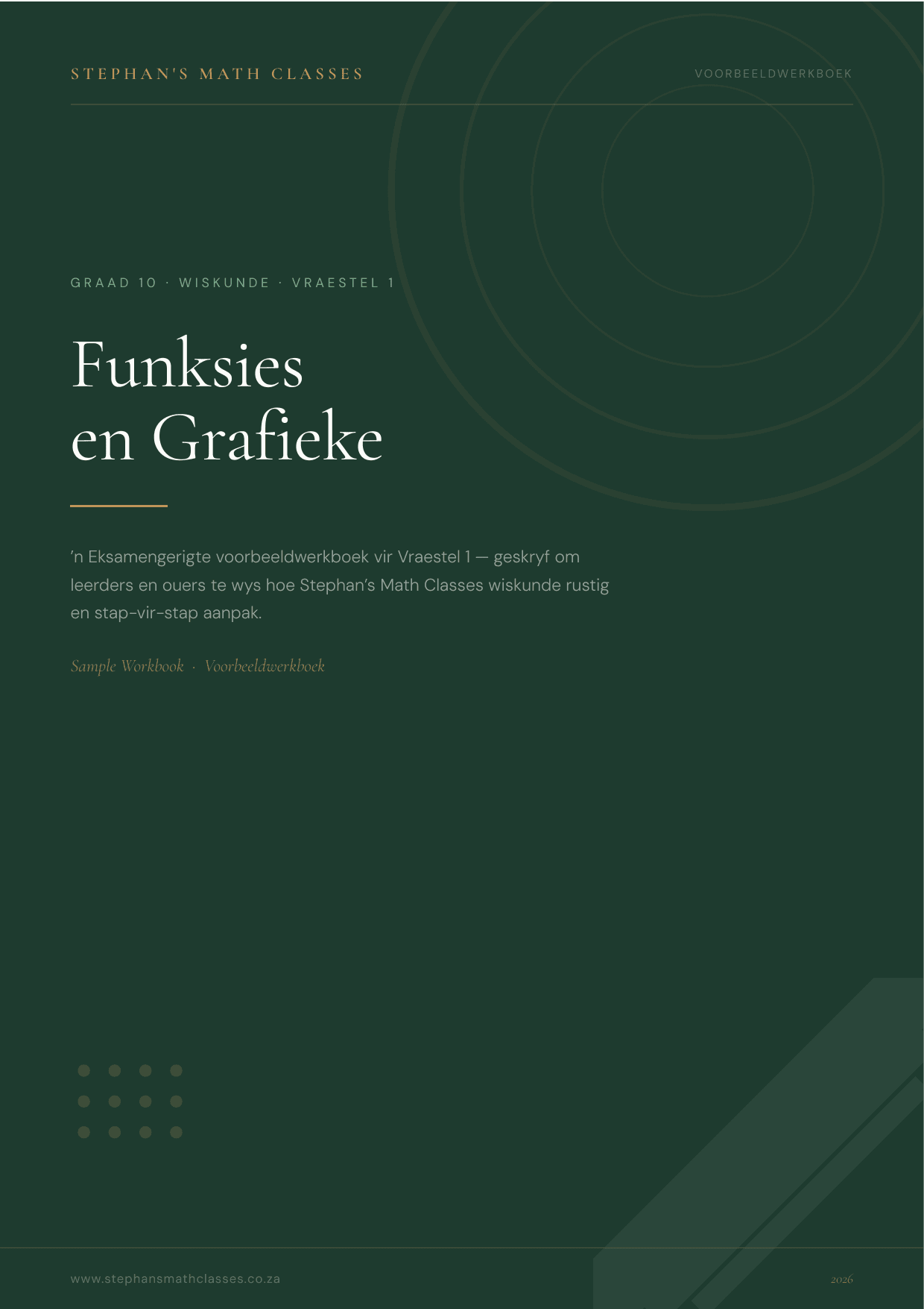 Grade 10 Mathematics – Functions & Graphs workbook cover